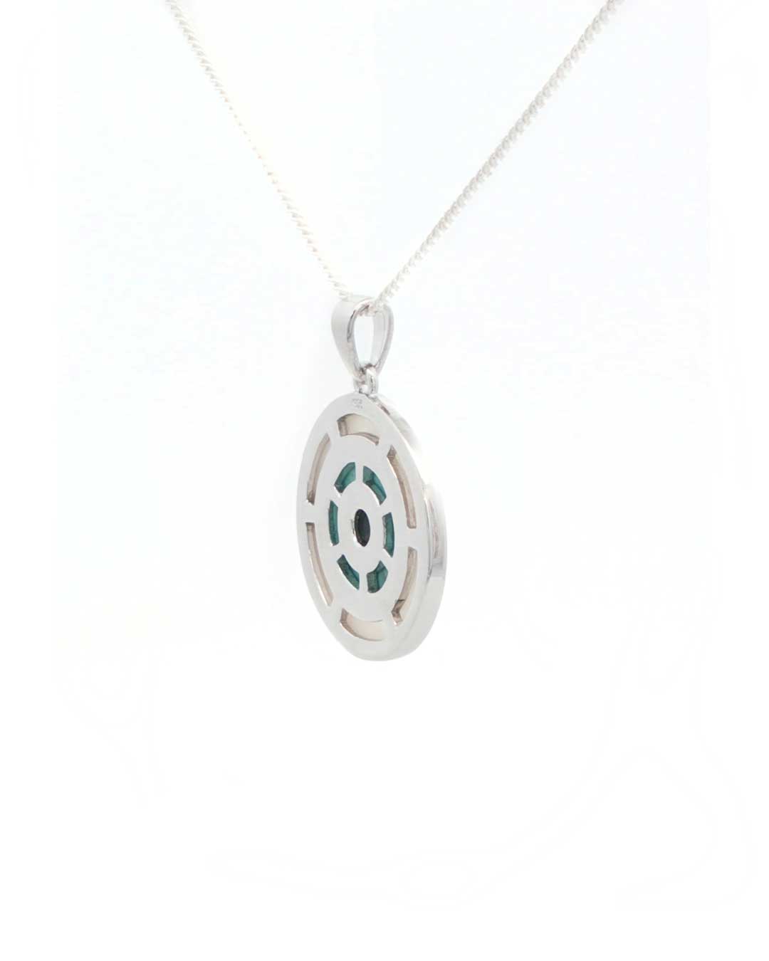 Sterling Silver Evil Eye Inlay Pendant – Turquoise, Mother of Pearl, and Onyx - Pendant
