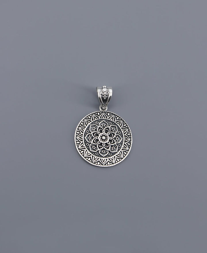 Sterling Silver Lotus Mandala Pendant - Charms & Pendants