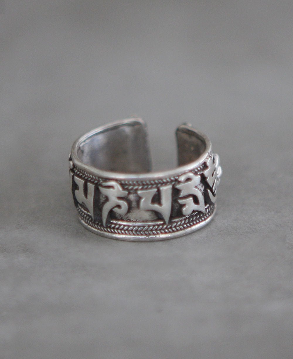 Sterling Silver Men's Tibetan Mantra Ring -