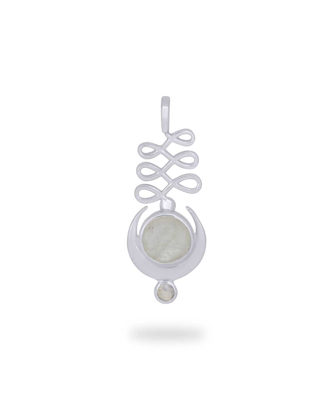 Sterling Silver Moon, Unalome Moonstone Pendant - Charms & Pendants