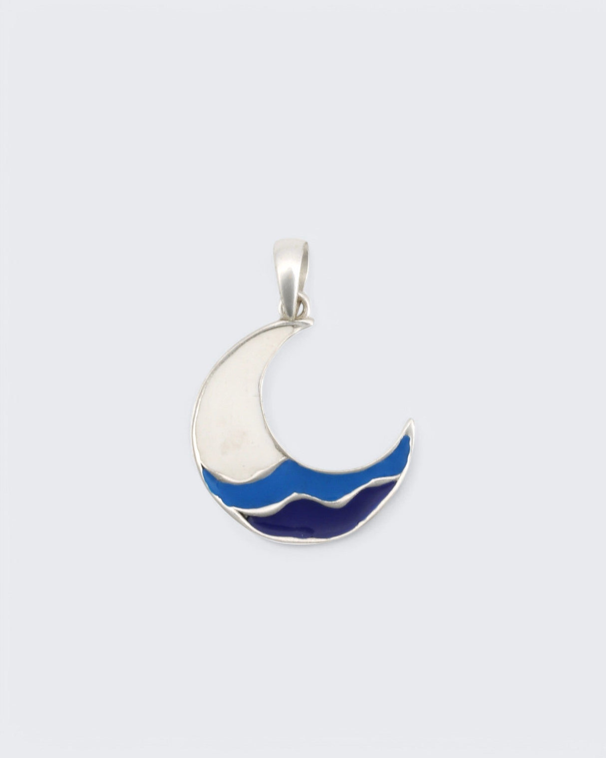 Sterling Silver Moon Wave Pendant - Pendants