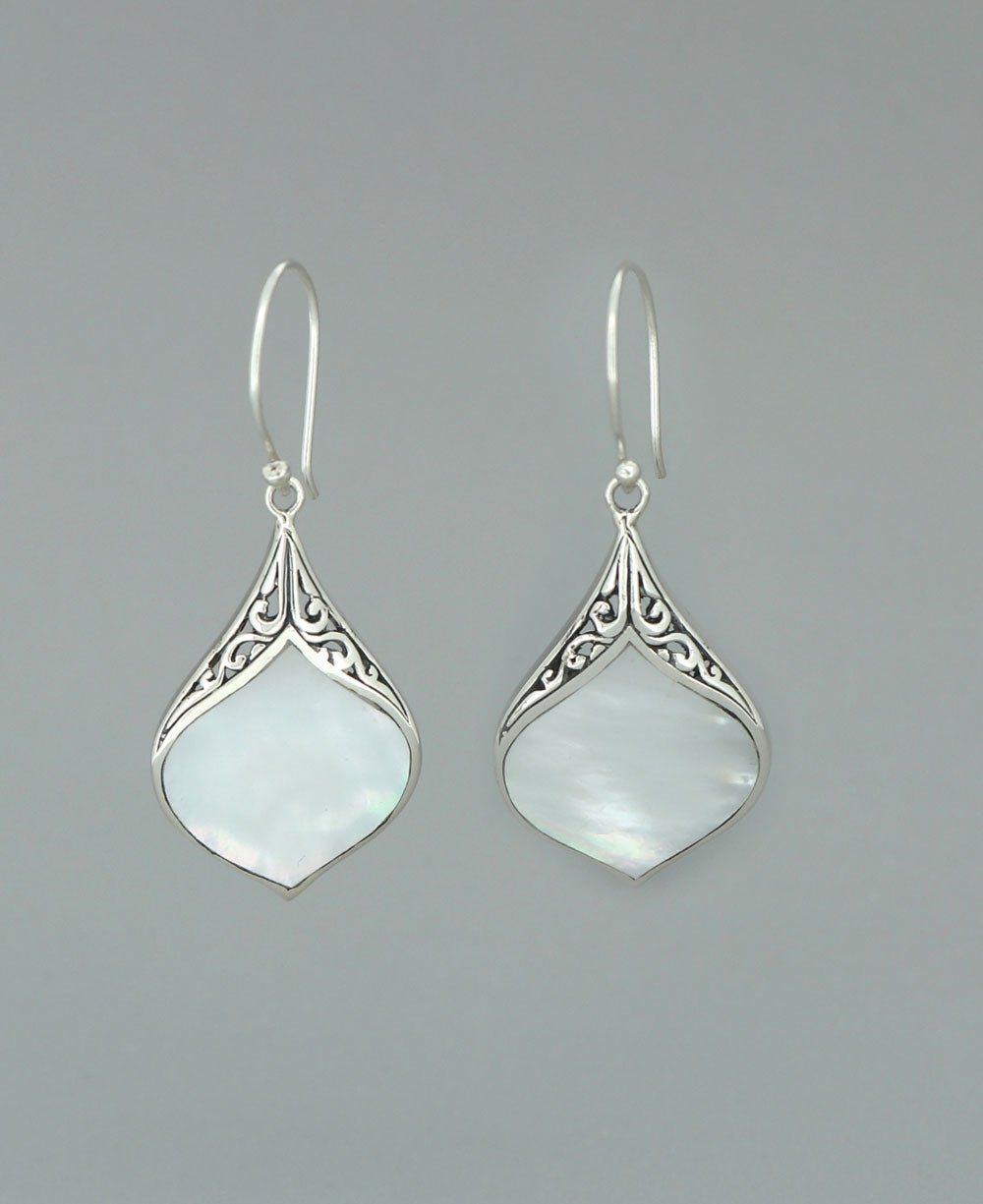 Sterling Silver Mother Of Pearl Lotus Petal Earrings - Earrings