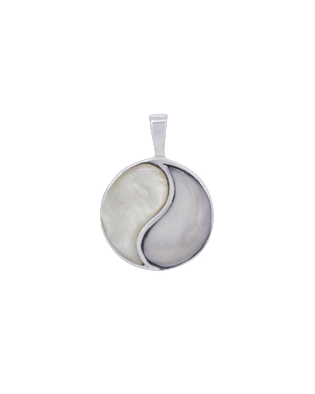 Sterling Silver Mother of Pearl Yin Yang Pendant - Charms & Pendants Blue