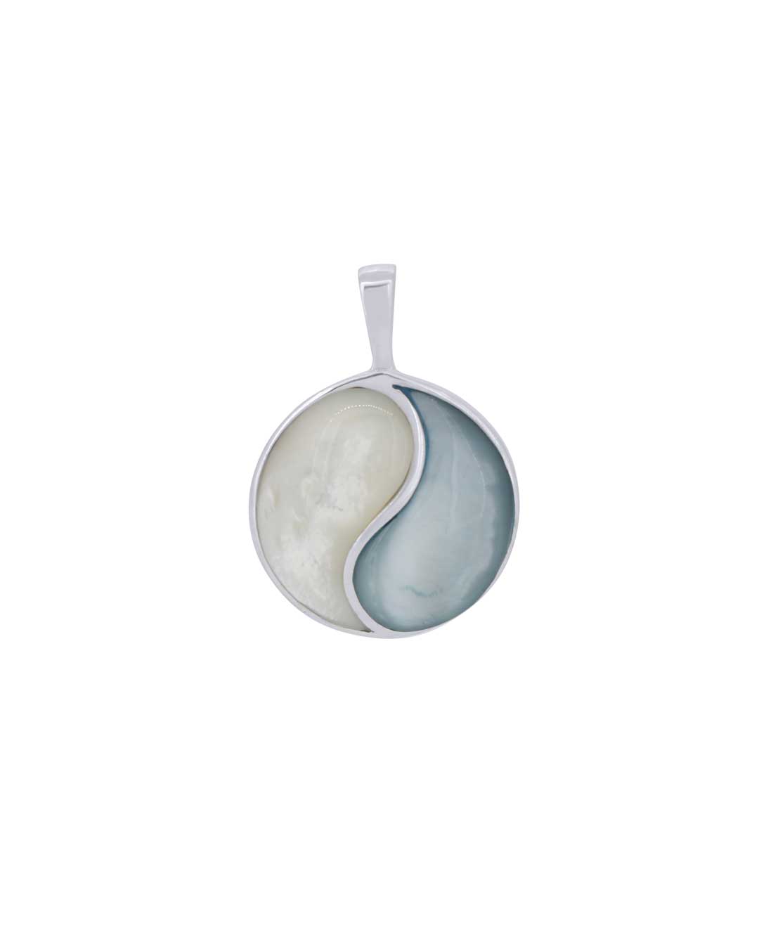 Sterling Silver Mother of Pearl Yin Yang Pendant - Charms & Pendants Blue