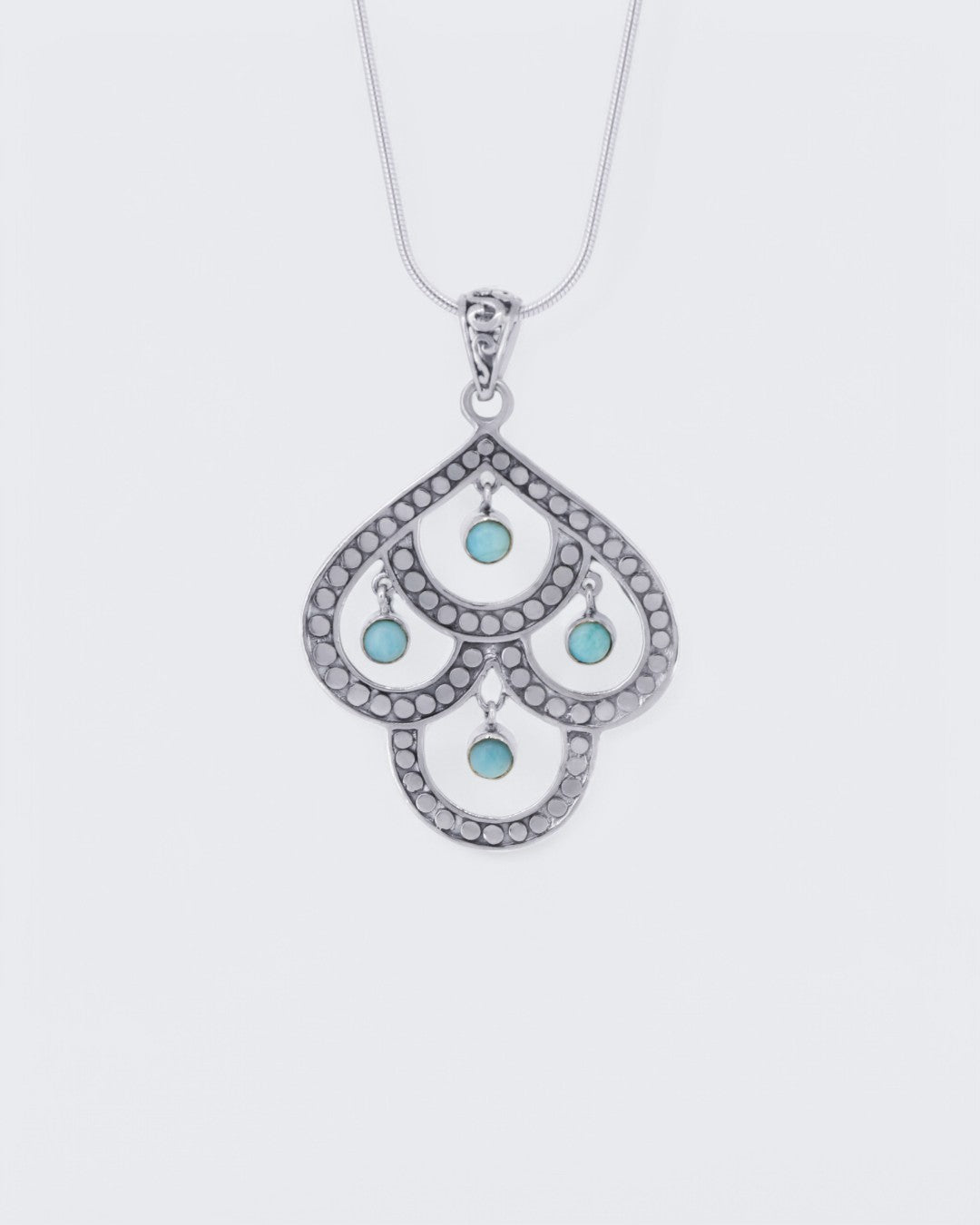 Sterling Silver Multi - Loop Larimar Pendant - Pendants