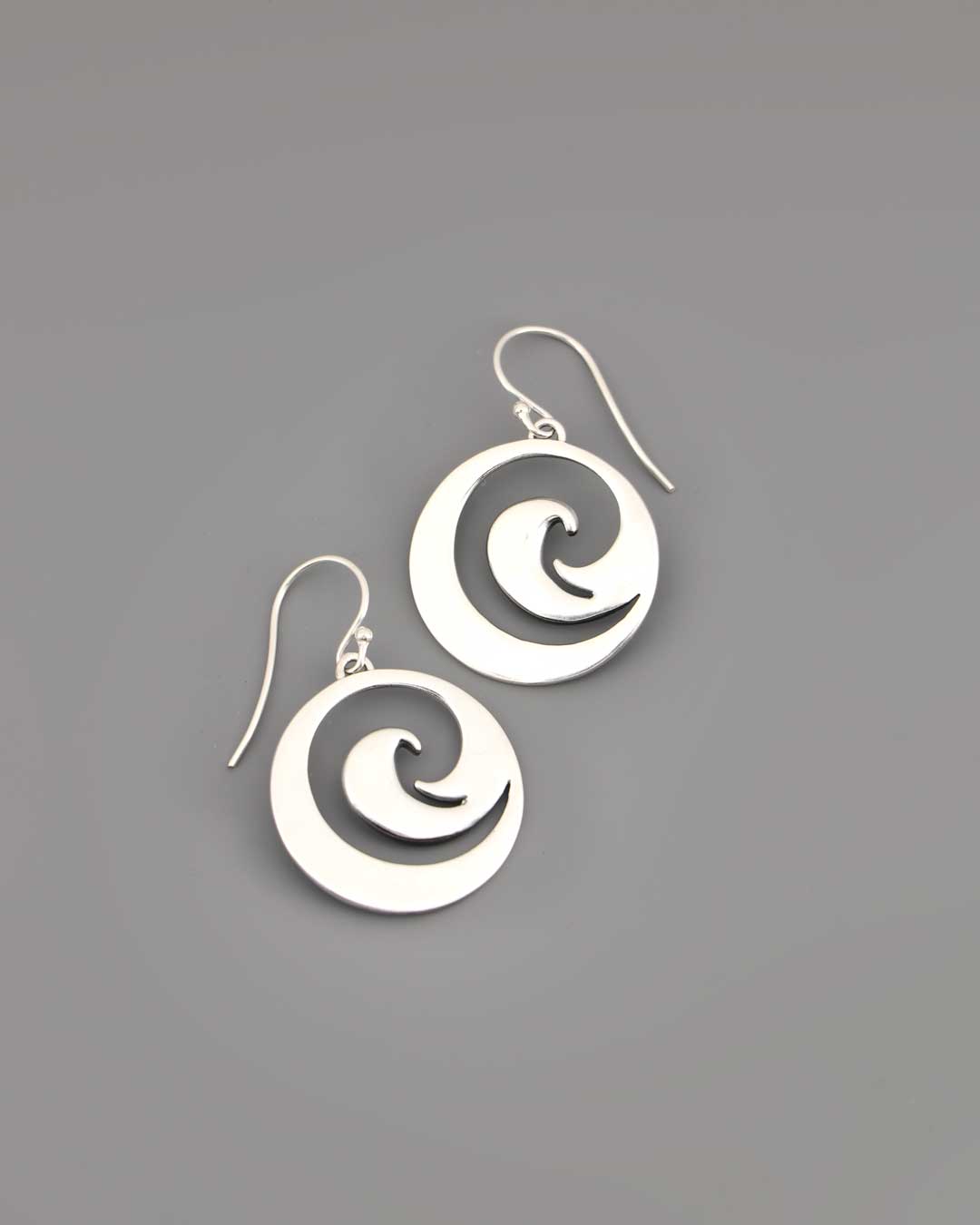 Sterling Silver Ocean Wave Earrings – Abstract Spiral Jewelry - Earrings