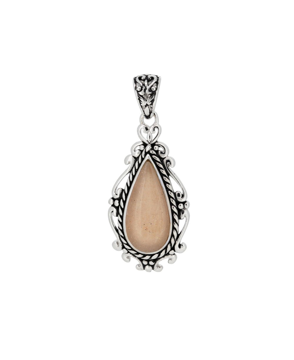 Sterling Silver Peach Moonstone Pendant - Charms & Pendants