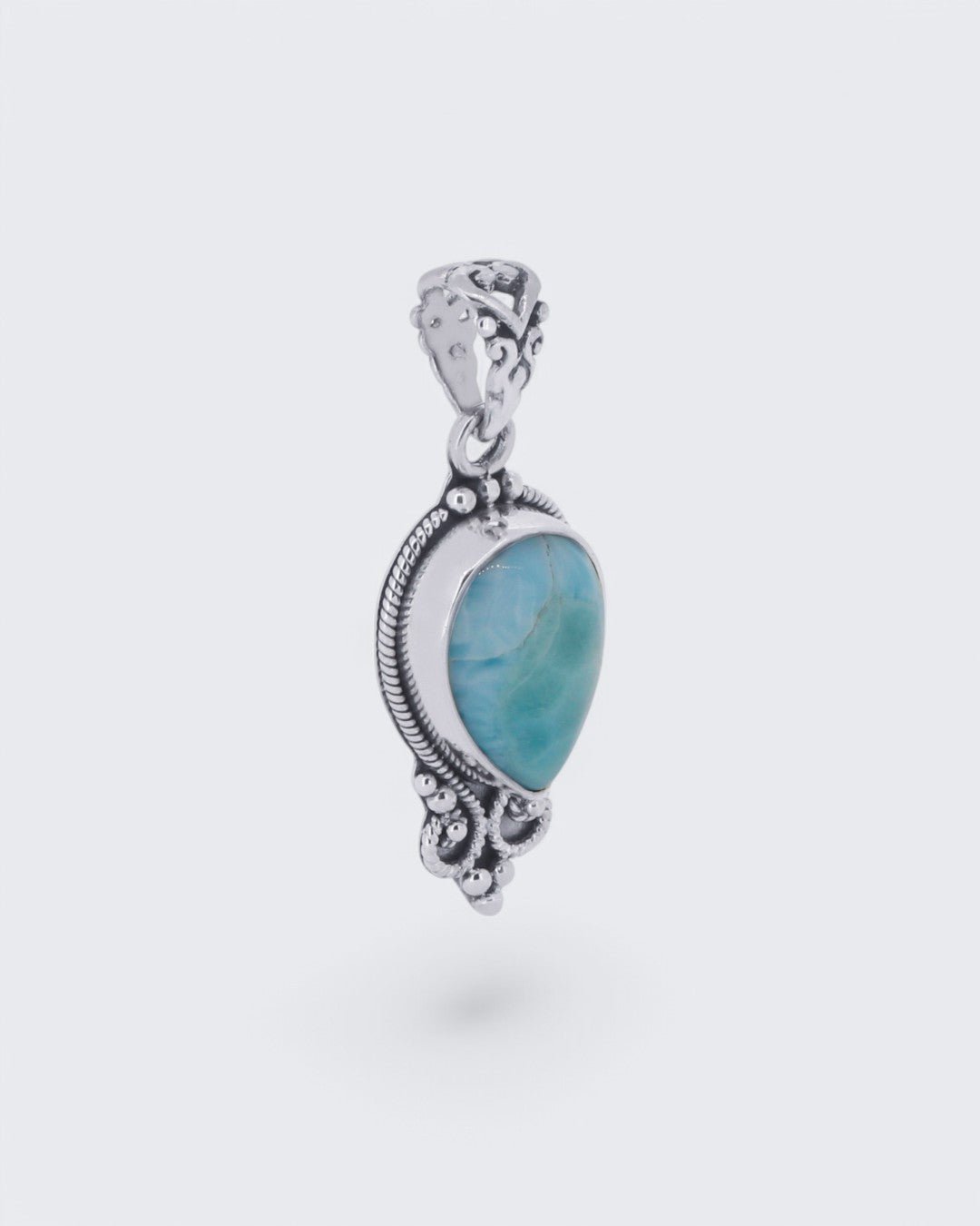 Sterling Silver Pear - Shaped Larimar Pendant - Pendants