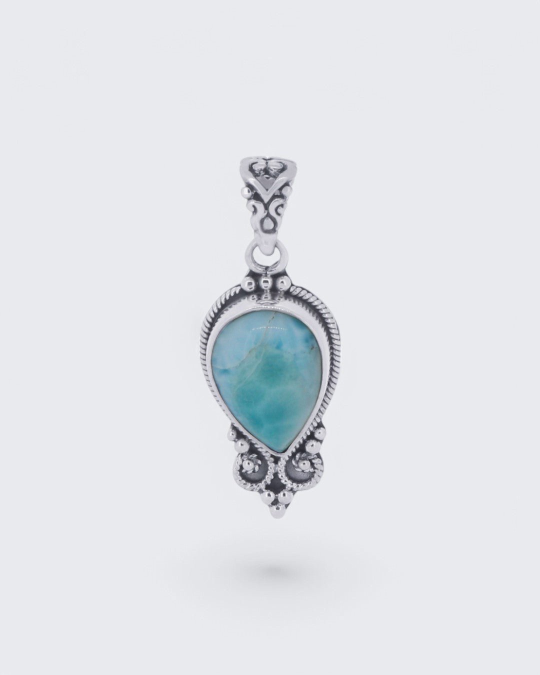 Sterling Silver Pear - Shaped Larimar Pendant - Pendants