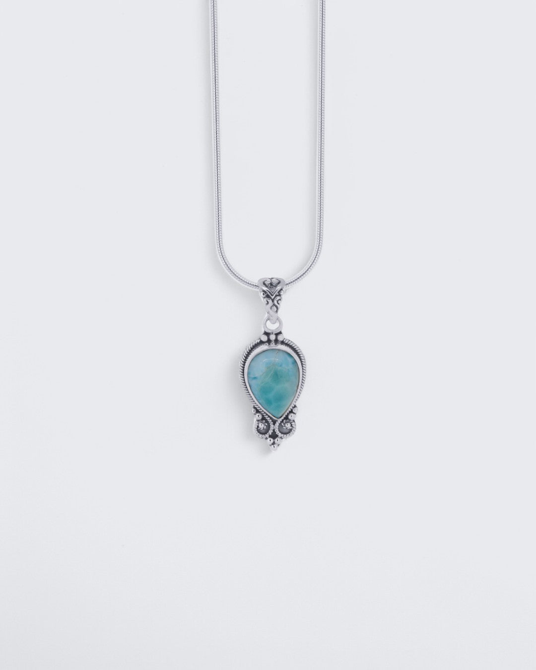 Sterling Silver Pear - Shaped Larimar Pendant - Pendants