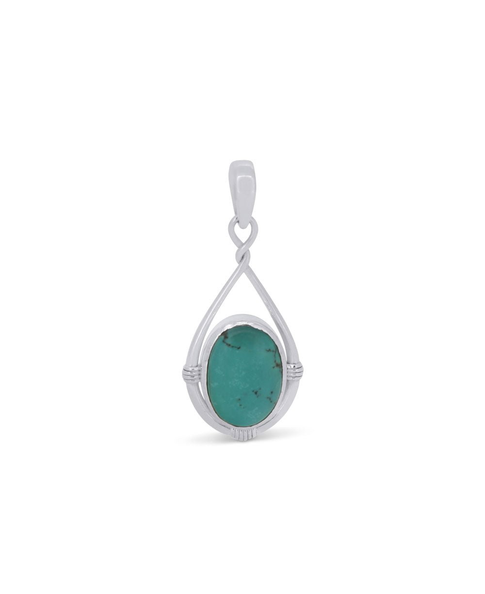 Sterling Silver Pendant with Tibetan Turquoise - Charms & Pendants