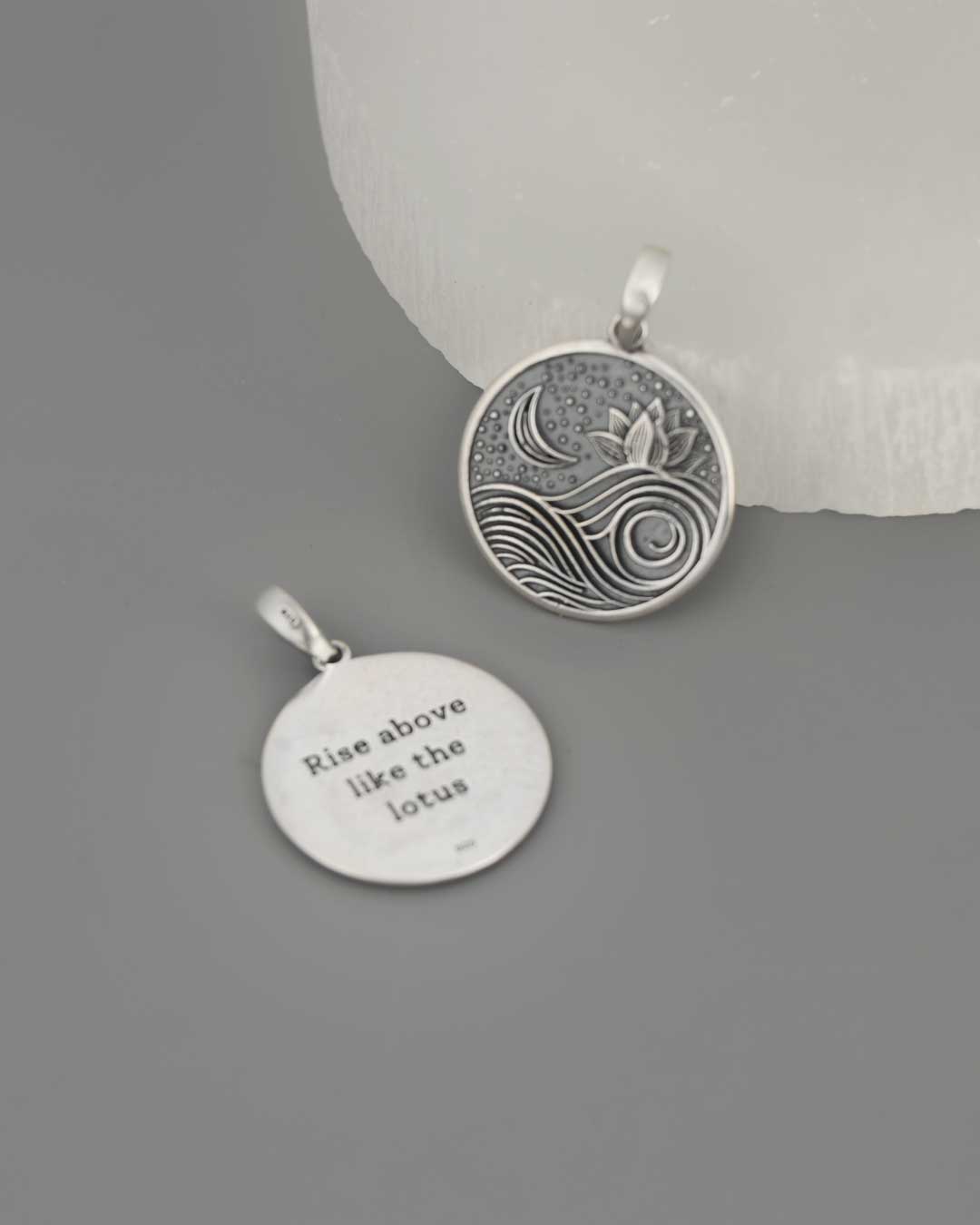 Sterling Silver Rise Above Lotus Night Pendant - Pendants