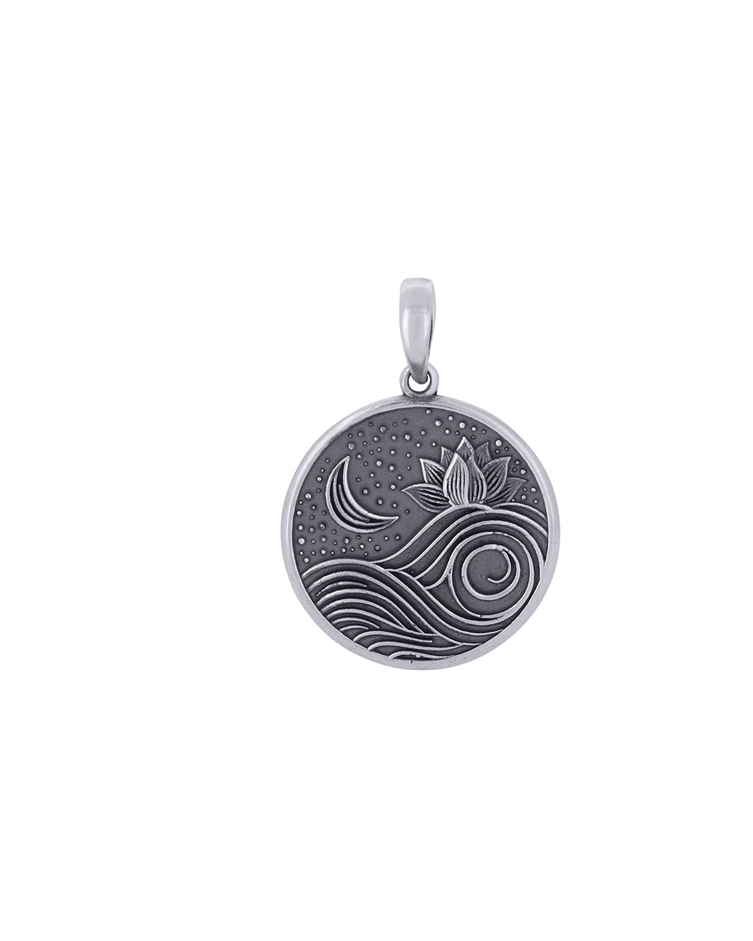 Sterling Silver Rise Above Lotus Night Pendant - Pendants