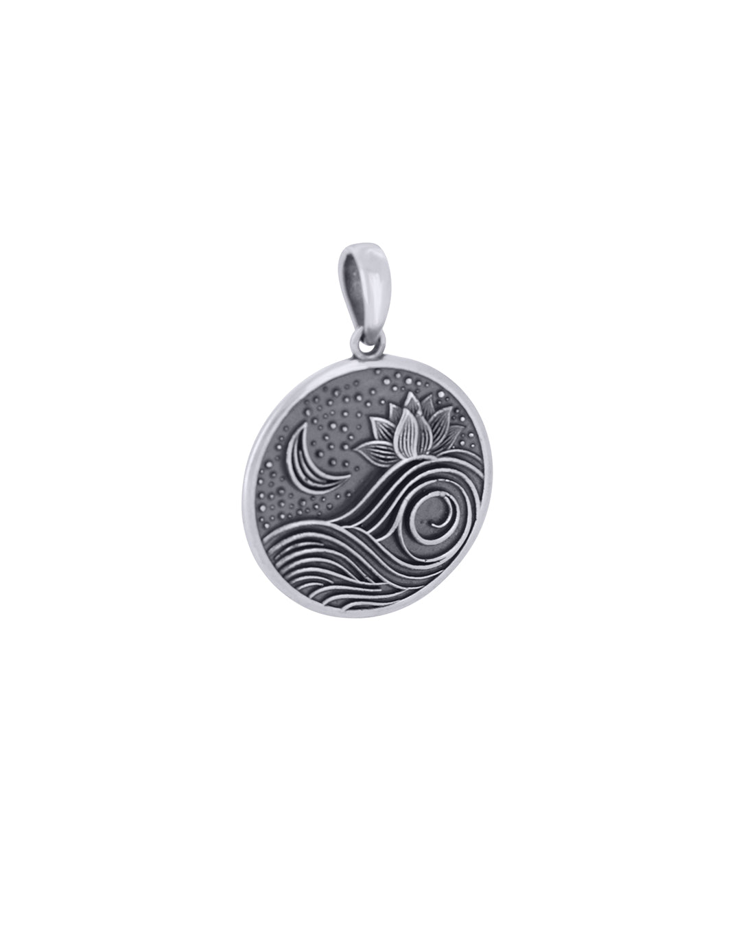 Sterling Silver Rise Above Lotus Night Pendant - Pendants