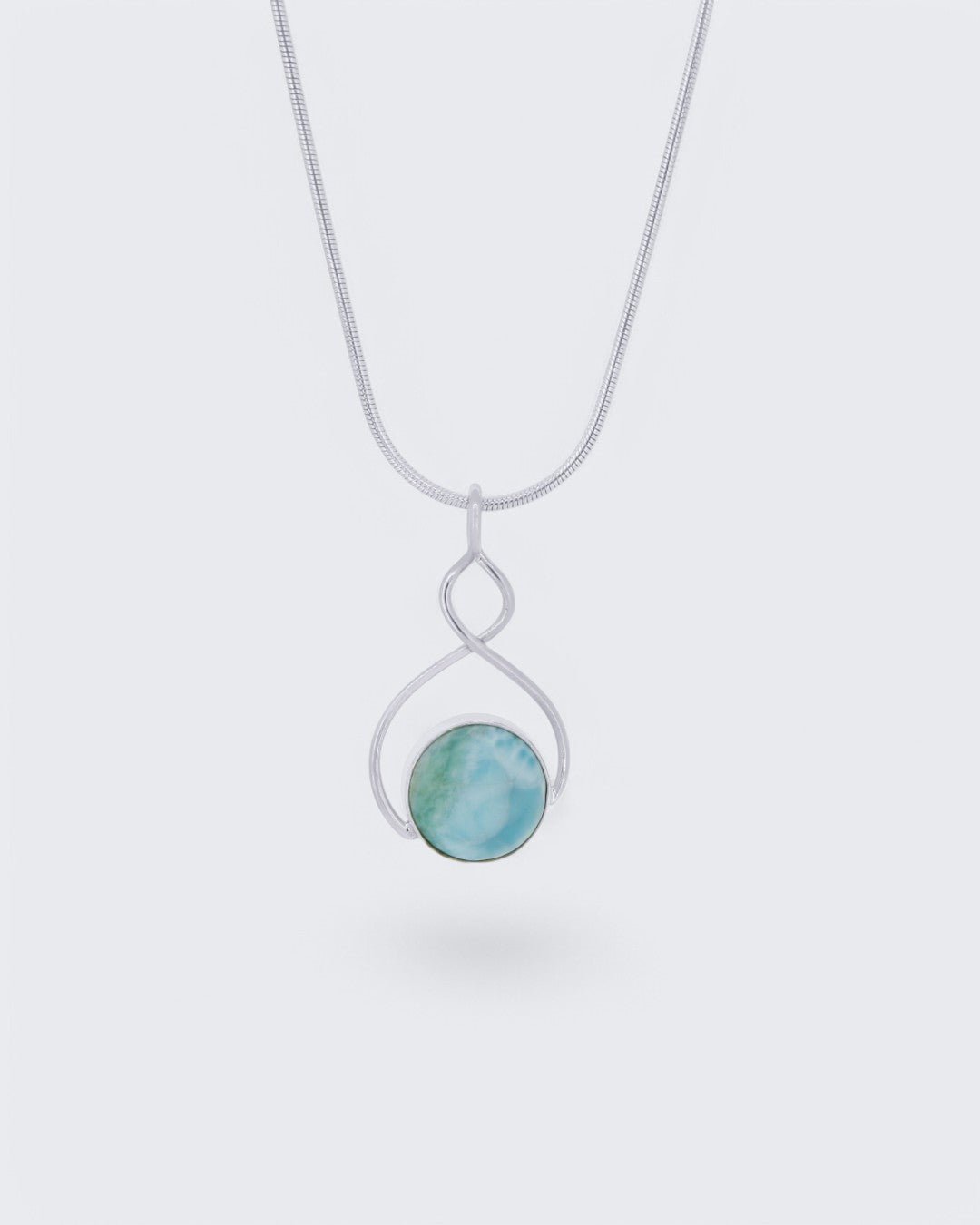 Sterling Silver Round Larimar Pendant - Pendants