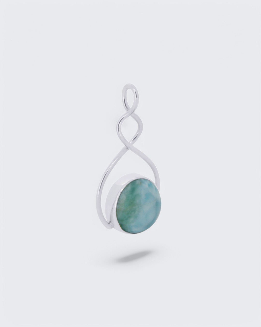 Sterling Silver Round Larimar Pendant - Pendants