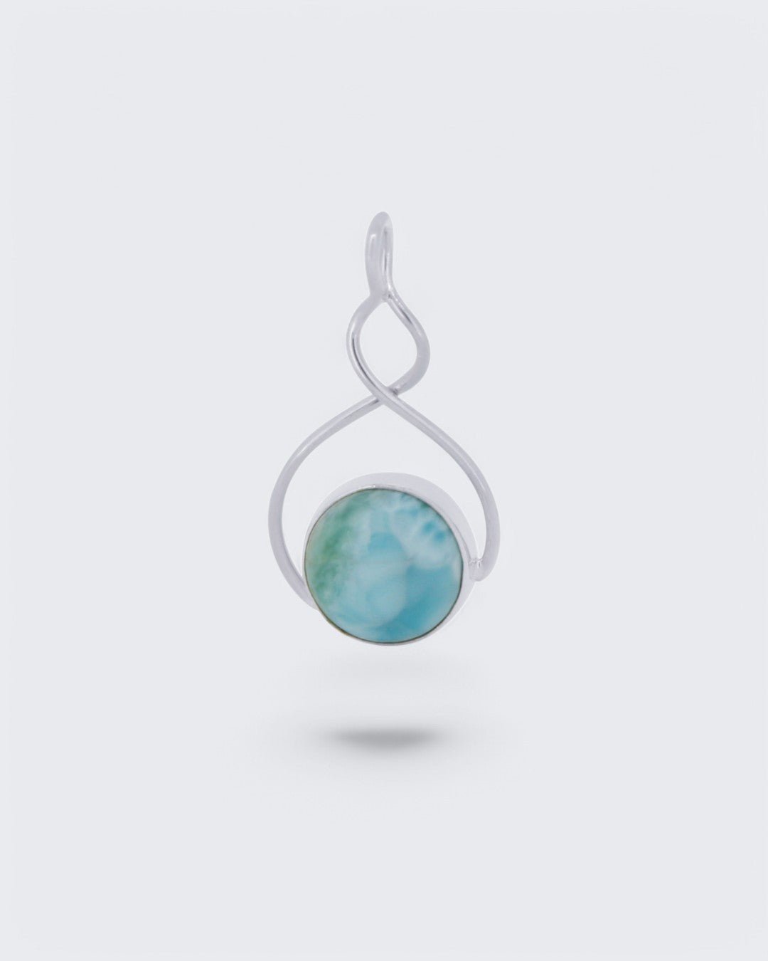 Sterling Silver Round Larimar Pendant - Pendants