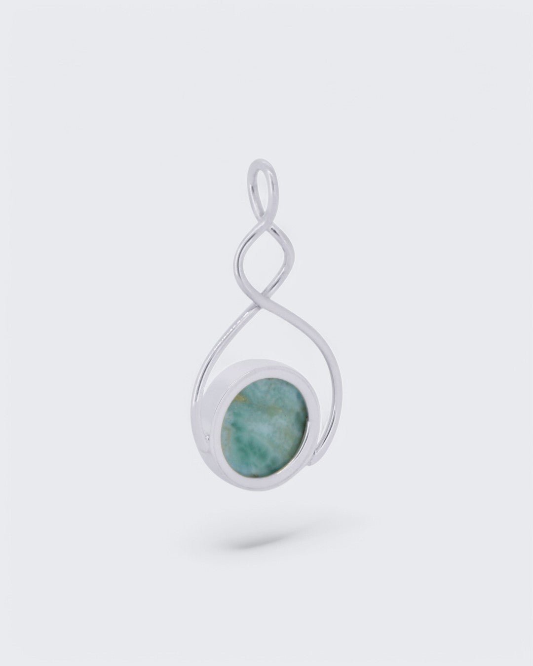 Sterling Silver Round Larimar Pendant - Pendants