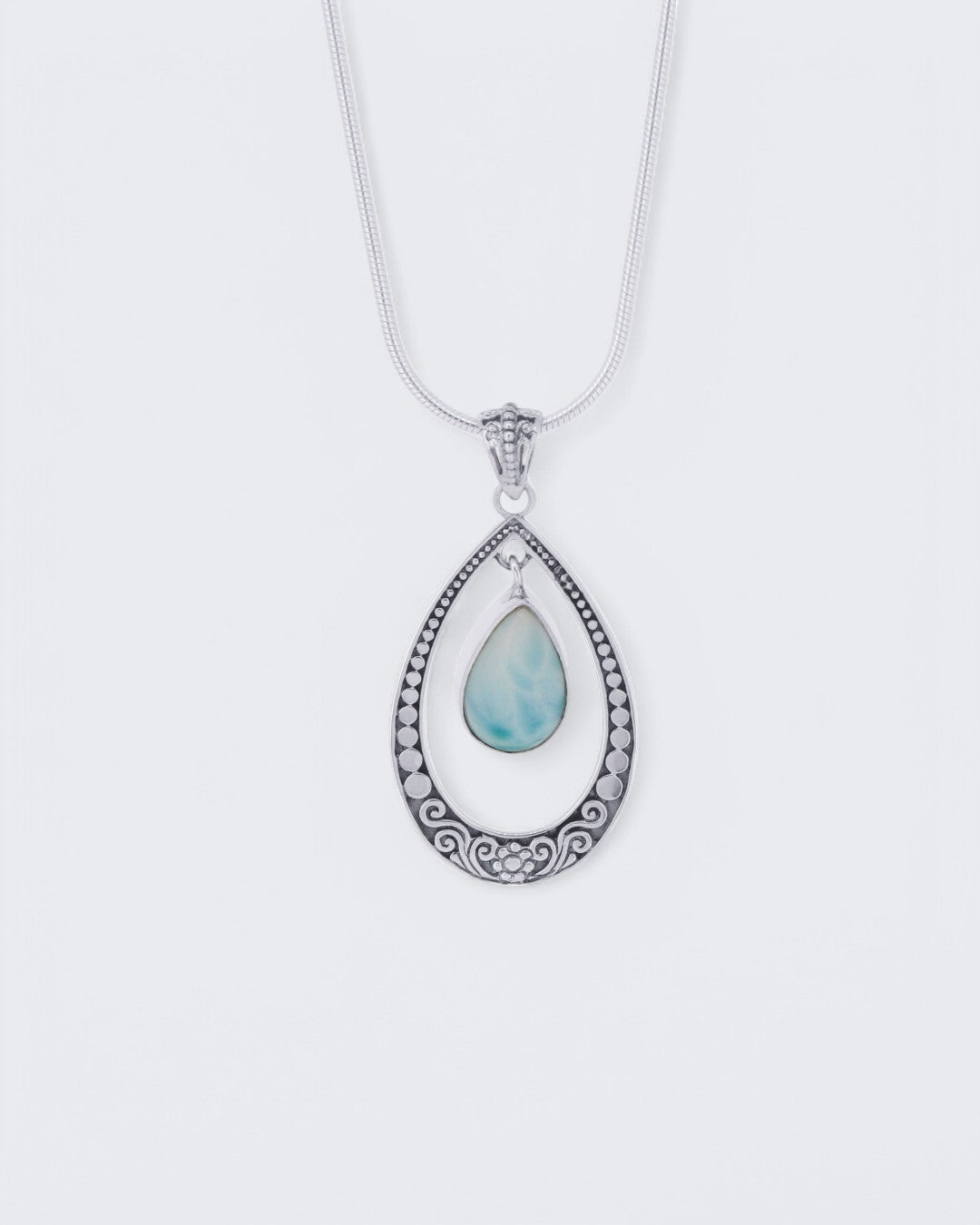 Sterling Silver Swaying Larimar Pendant - Pendants