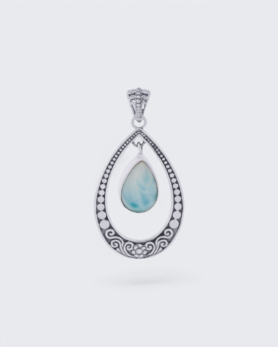Sterling Silver Swaying Larimar Pendant - Pendants