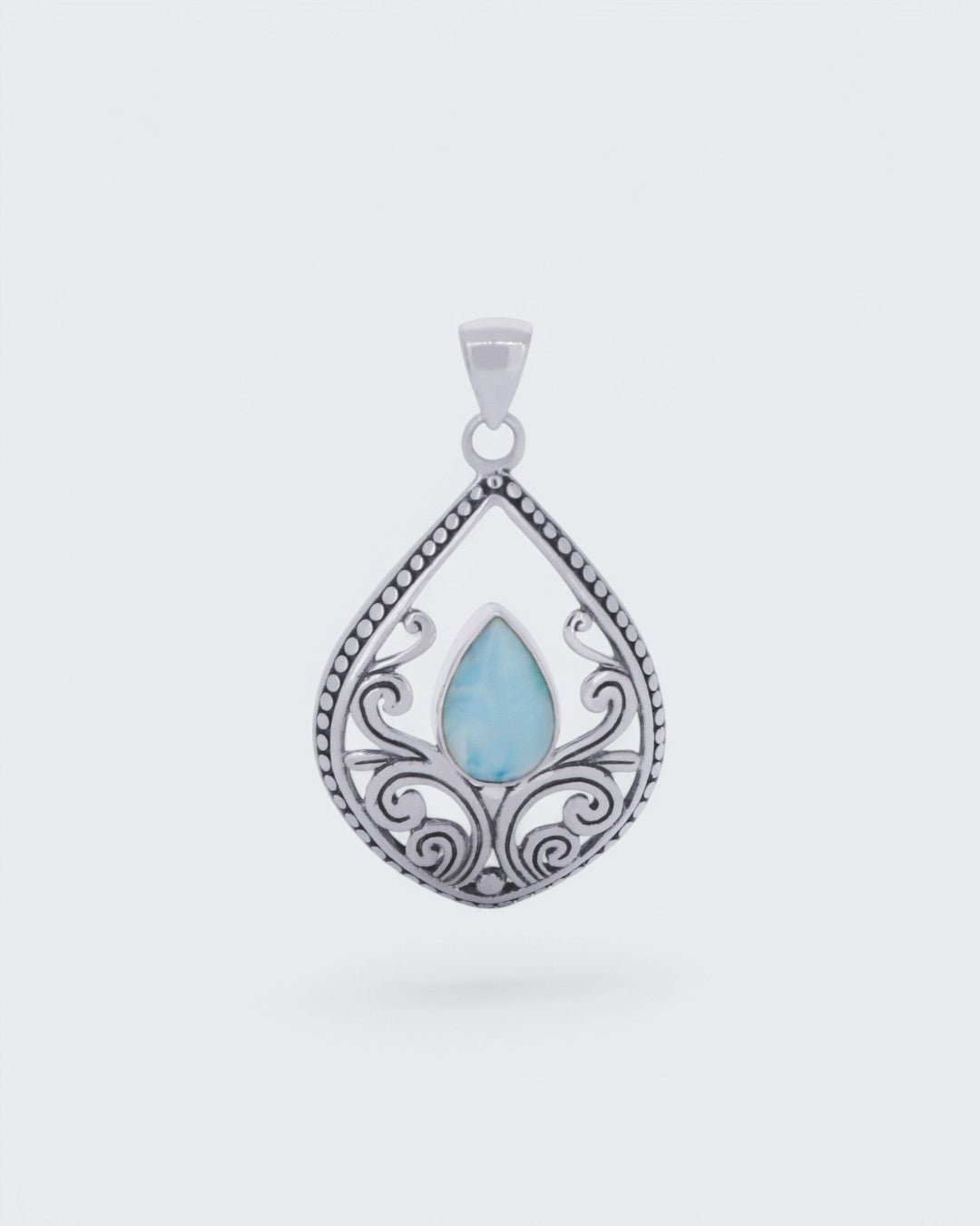 Sterling Silver Teardrop Larimar Vine Pendant - Pendants