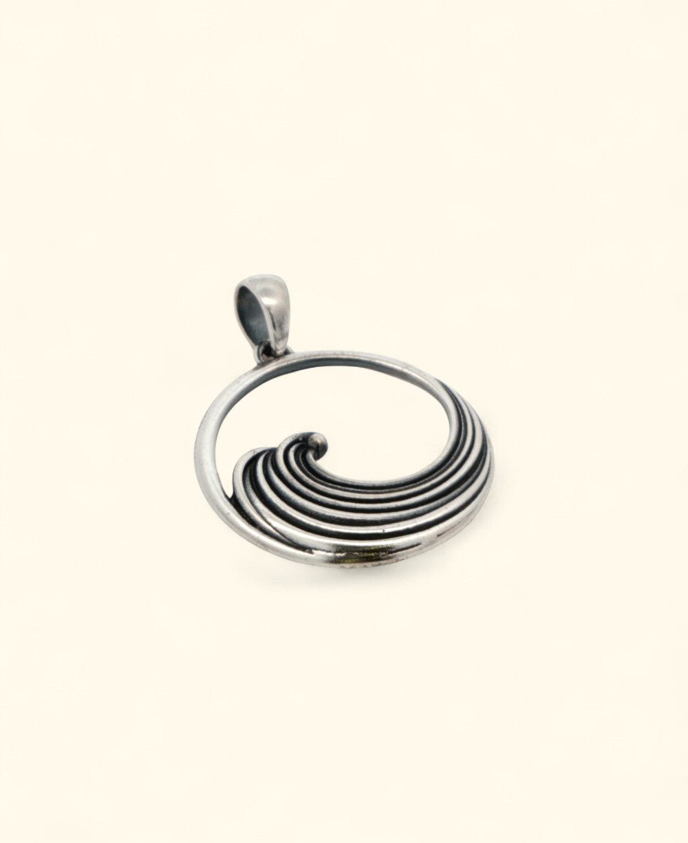 Sterling Silver Waveform Pendant with Vintage Finish - Pendant