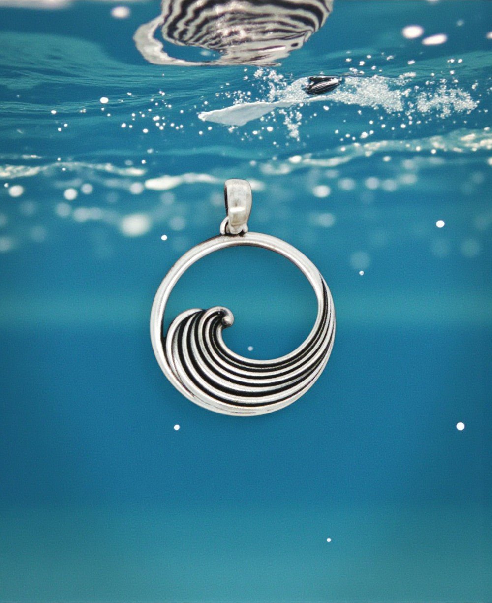Sterling Silver Waveform Pendant with Vintage Finish - Pendant