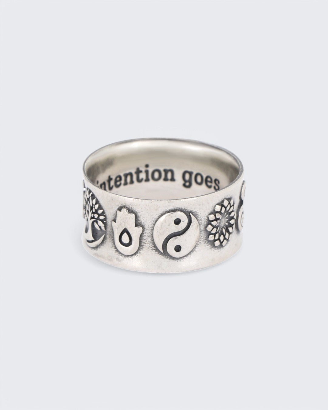 Symbolic Energy Flow Sterling Silver Band Ring - Rings Size 6