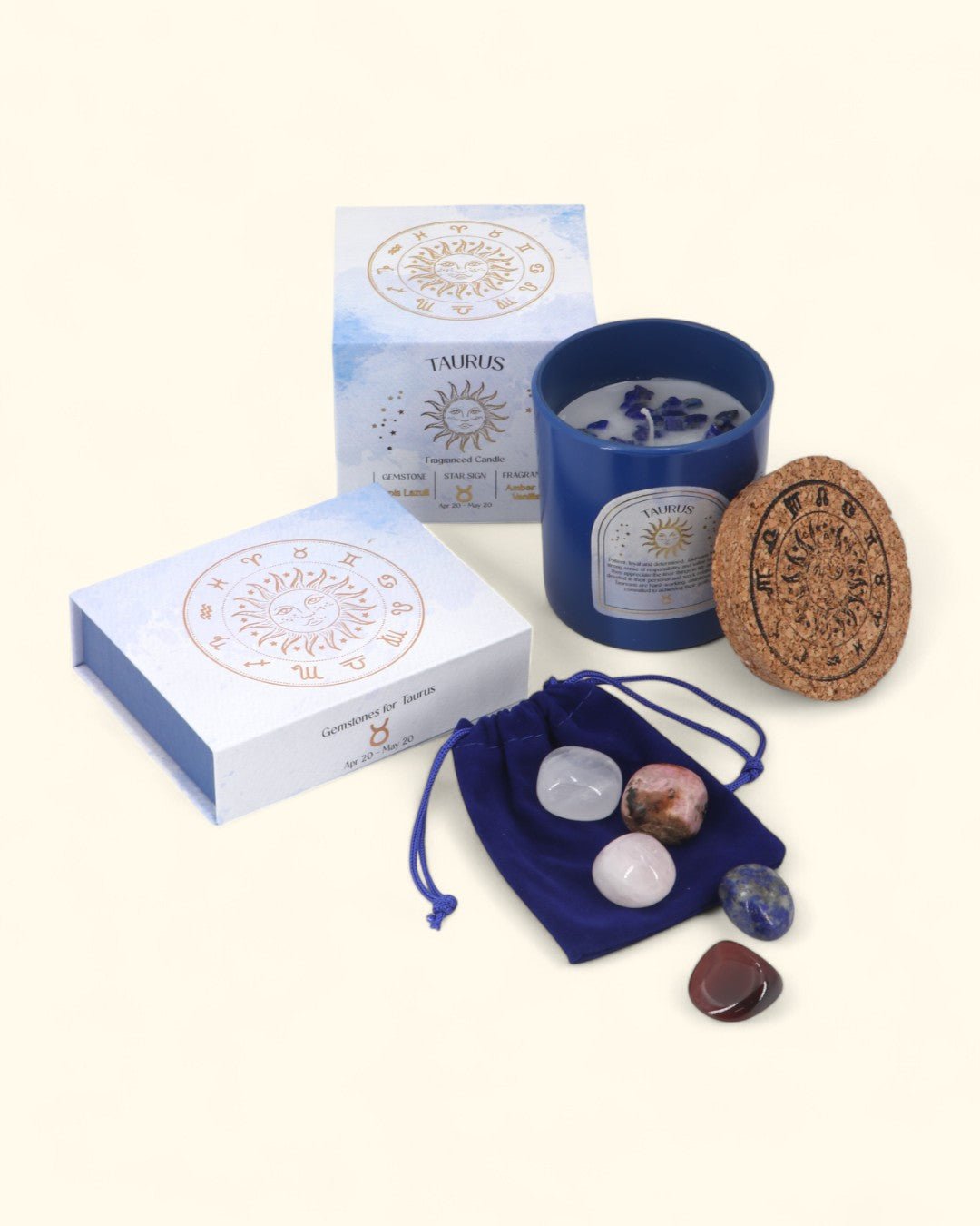 Taurus Zodiac Candle & Crystal Tumblestone Set - Candles