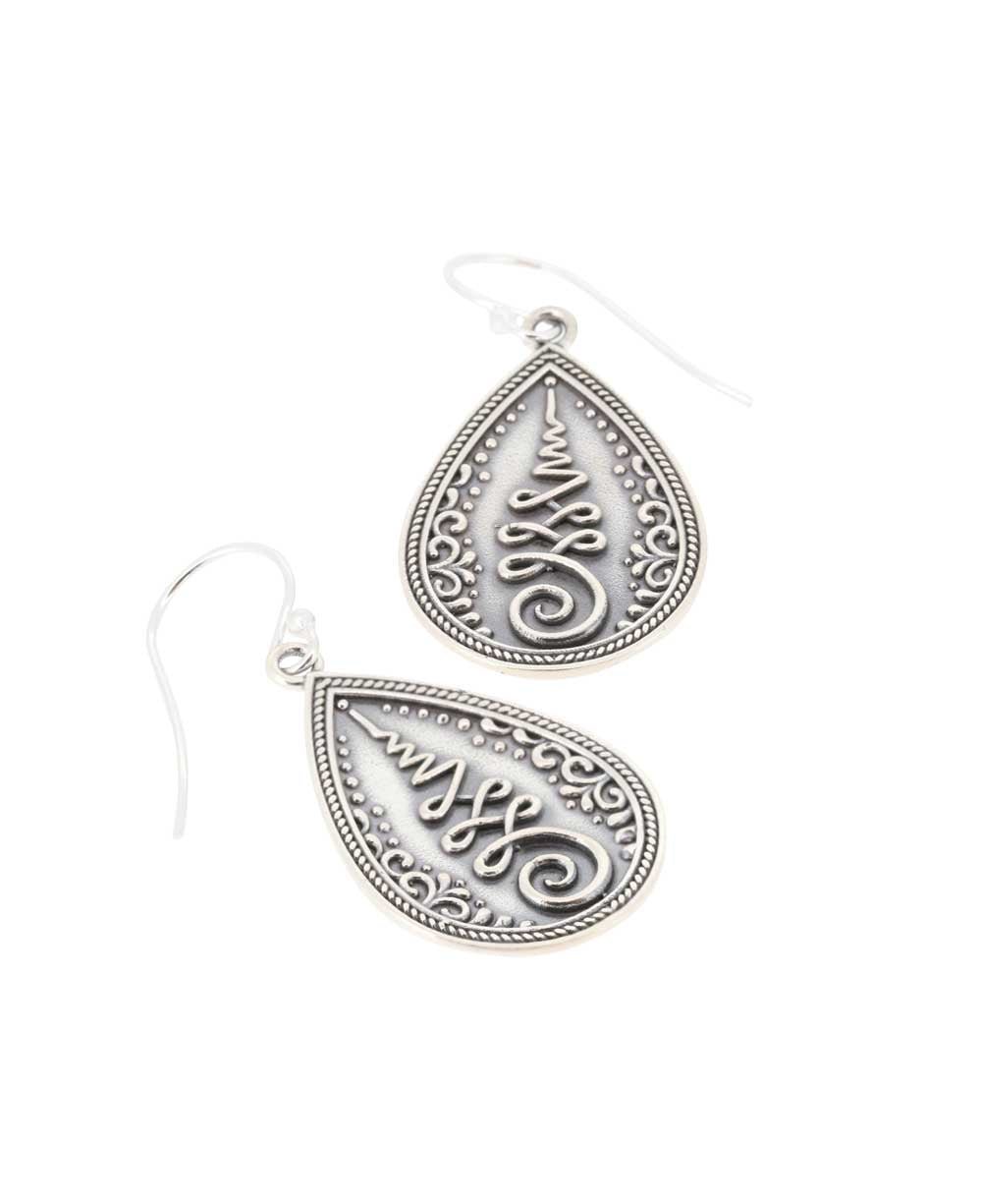 Teardrop Unalome Sterling Silver Earrings - Earrings