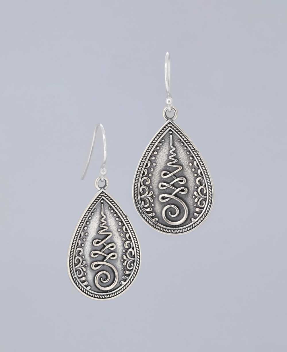 Teardrop Unalome Sterling Silver Earrings - Earrings