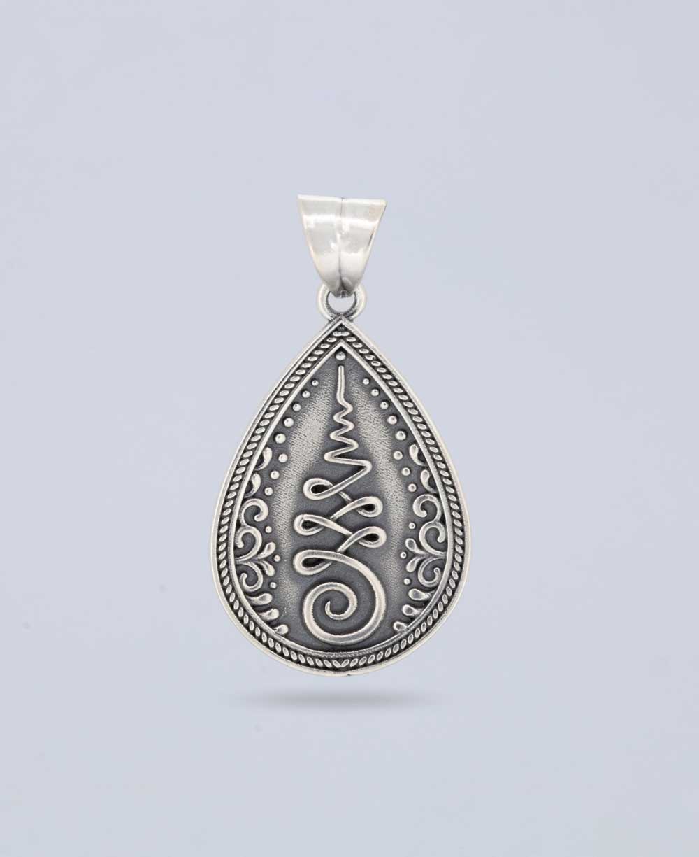 Teardrop Unalome Sterling Silver Pendant - Pendants