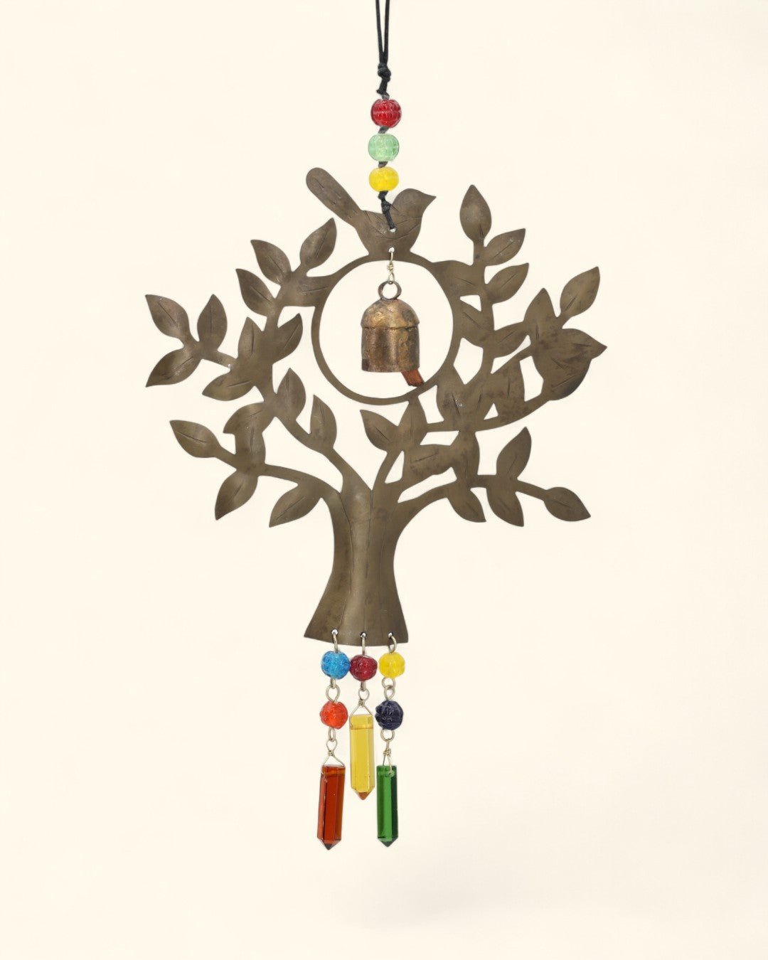 Tree of Life Chime Wall Hanging with Handcrafted Bell & Glass Crystals - Posters, Prints, & Visual Artwork