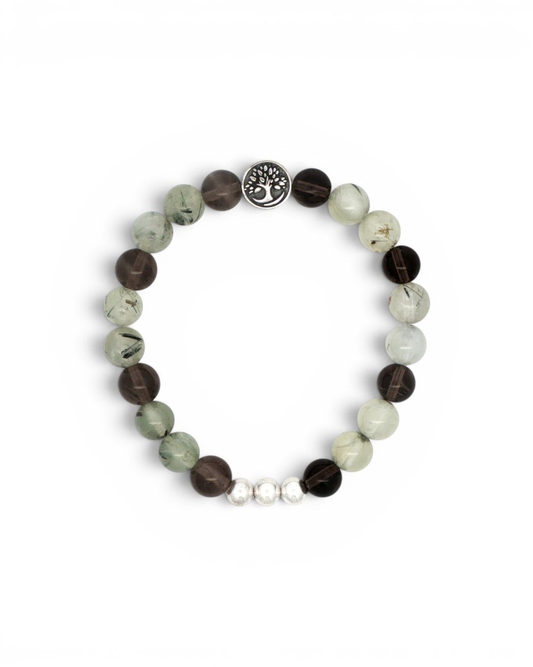 Tree of Life Gemstone Bracelet — Smoky Quartz & Prehnite, 8mm - Bracelet