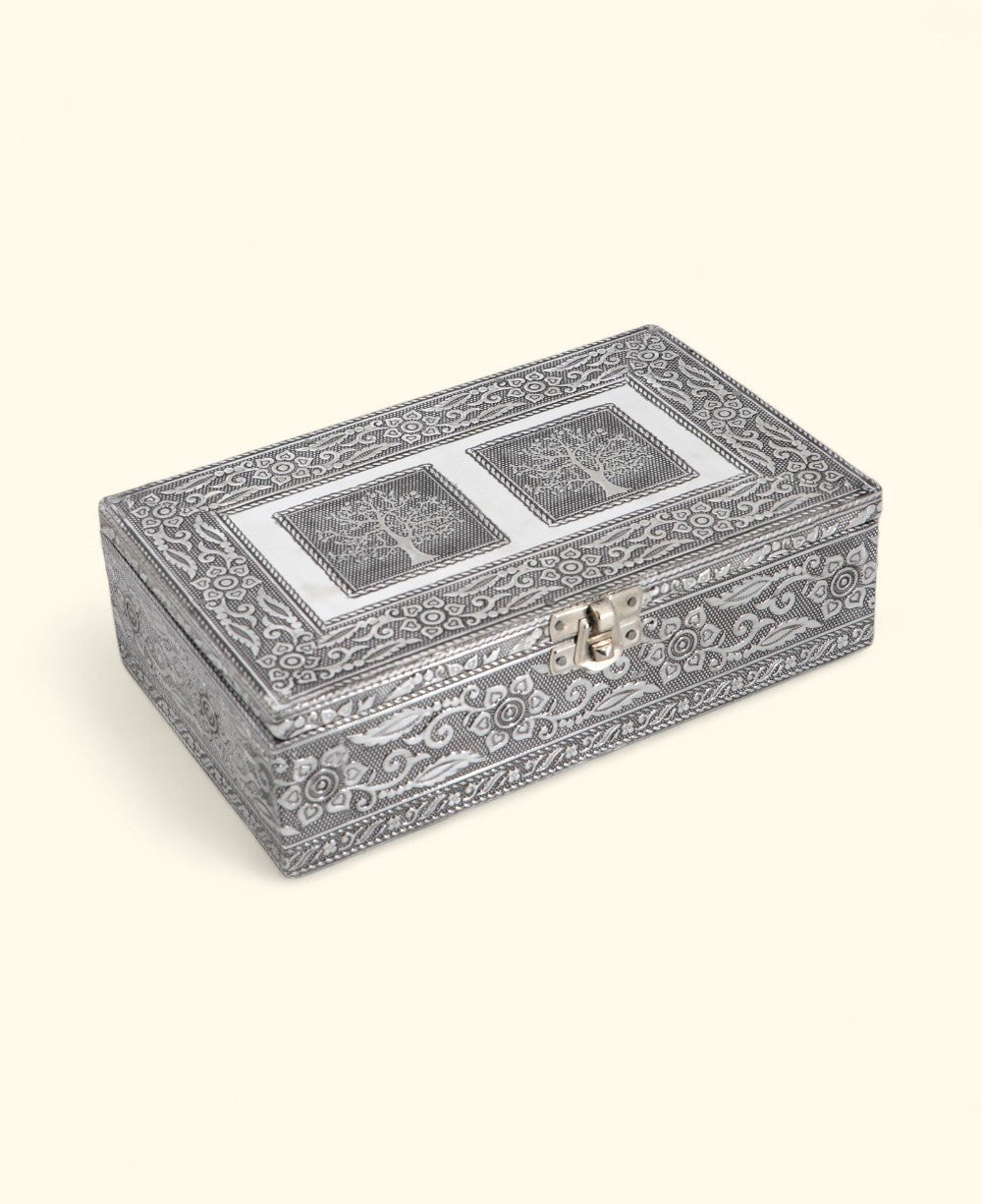 Tree of Life Mala, Jewelry Box – Handcrafted Metal Keepsake Storage with Velvet Lining - Jewelry Boxes