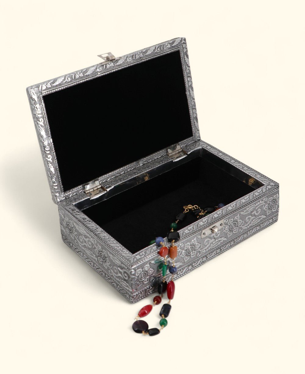Tree of Life Mala, Jewelry Box – Handcrafted Metal Keepsake Storage with Velvet Lining - Jewelry Boxes