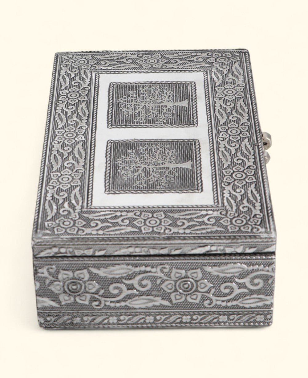 Tree of Life Mala, Jewelry Box – Handcrafted Metal Keepsake Storage with Velvet Lining - Jewelry Boxes