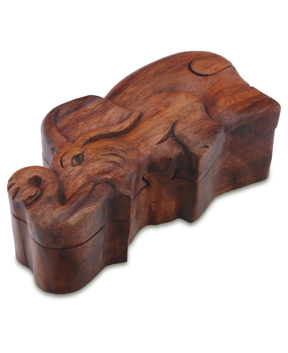 Trumpeting Elephant Wood Puzzle Box - Decor