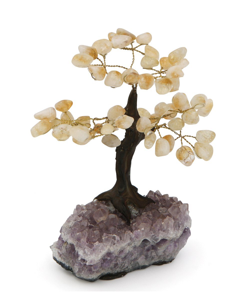 Tumbled Citrine Gemstone Bonsai Tree - Home
