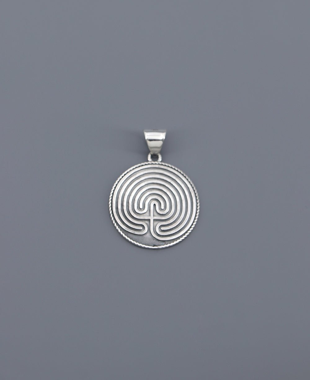 Two Sided Sterling Silver Labyrinth Pendant - Charms & Pendants
