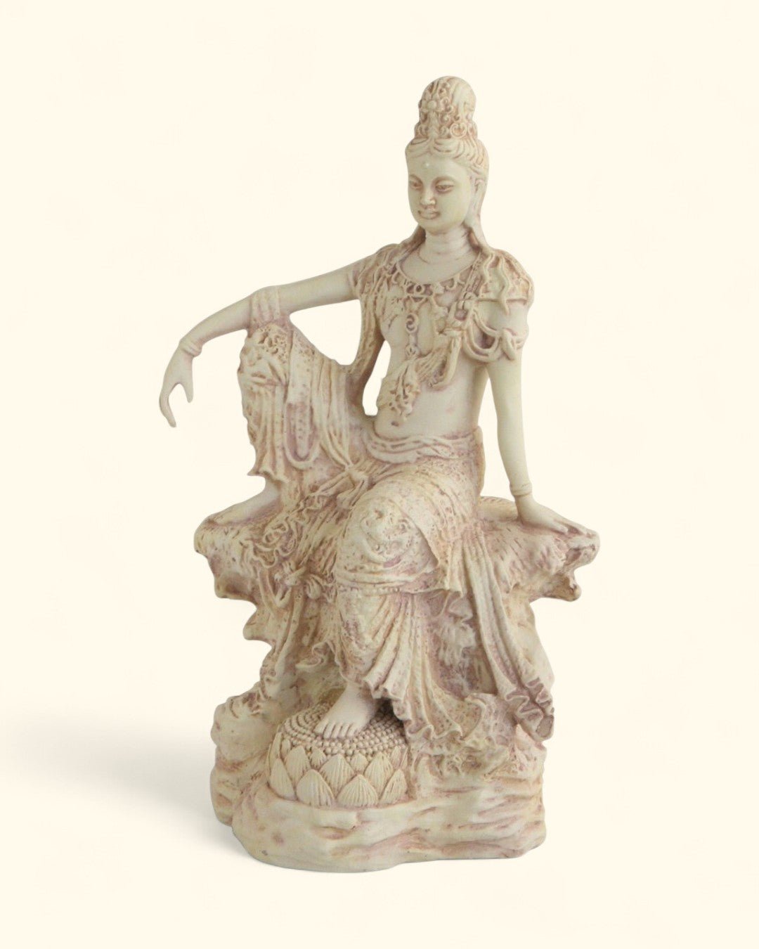 Water and Moon Royal Ease Kuan Yin Statue - Sculptures & Statues