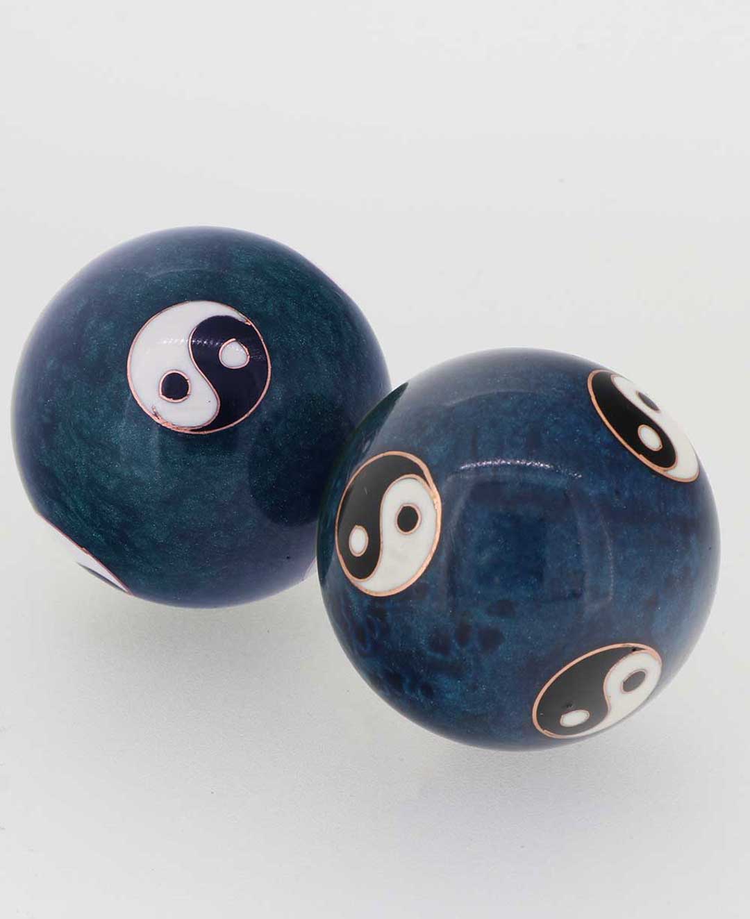 Yin Yang Harmony Balls with Carved Wood Holder – Stress Relief Chime Set with Tea Light Option - Decorative Trays