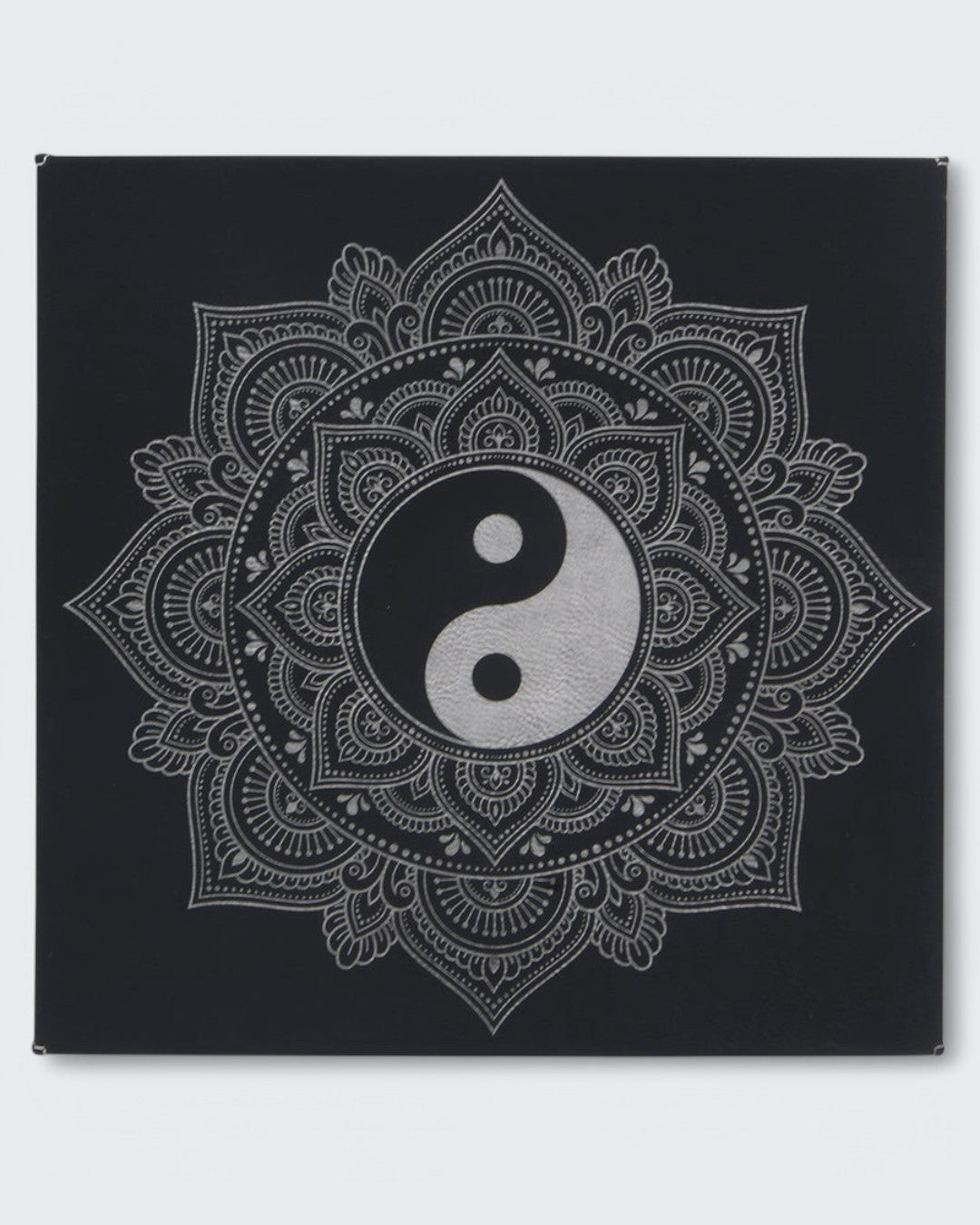 Yin Yang Mandala Wall Hanging in Black and Silver - Wind Chimes