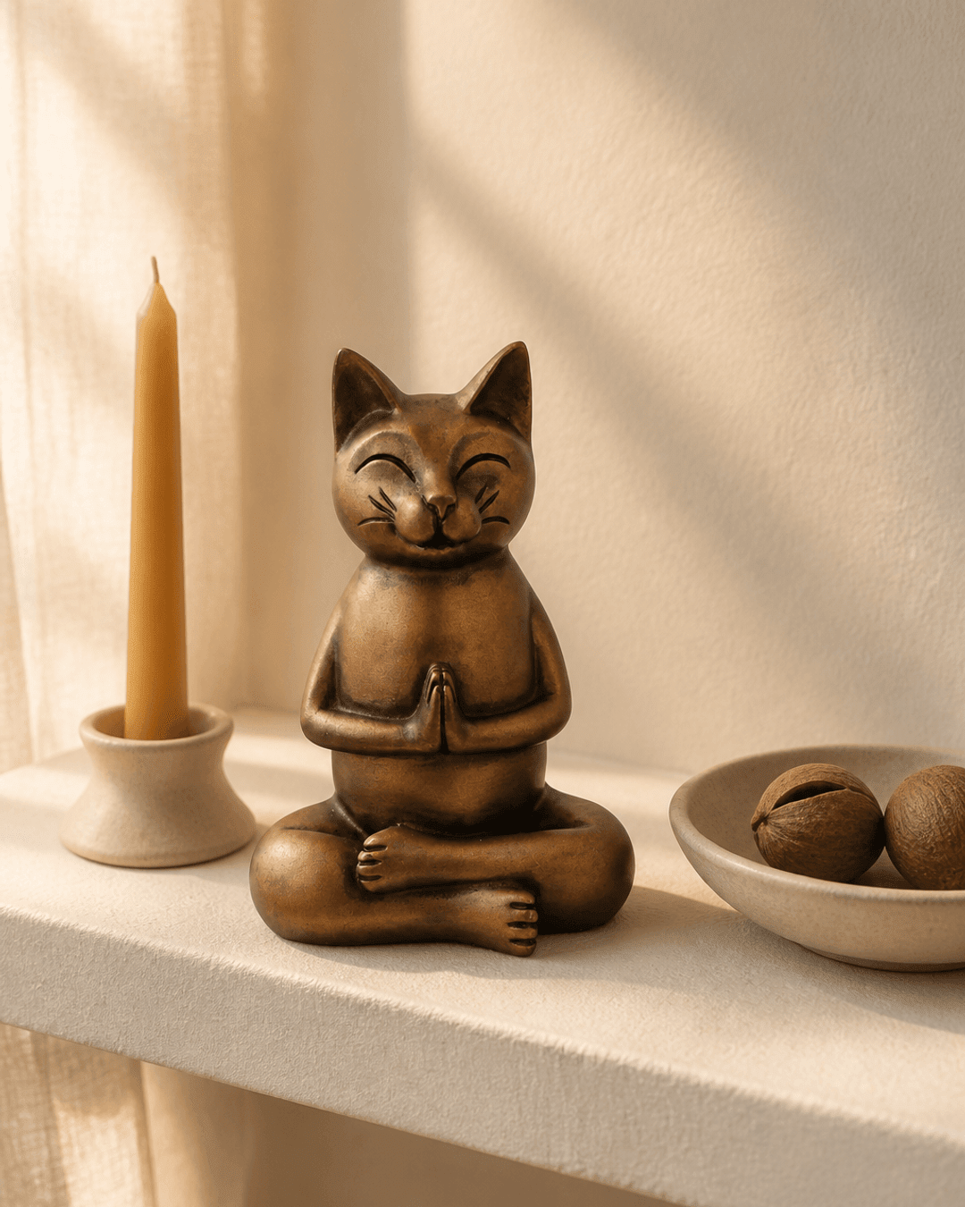 Zen Meditating Namaste Cat Statues - Sculptures & Statues Bronze