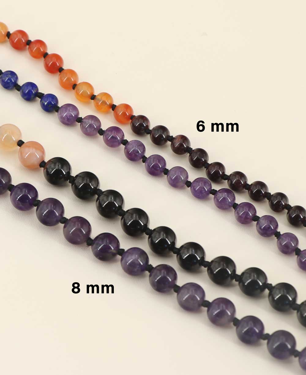 108 Knotted Gemstone Beads Chakra Meditation Mala - Prayer Beads 6mm