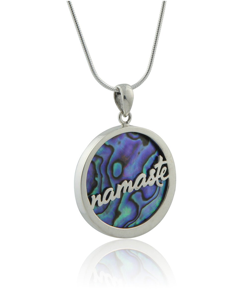 Abalone Shell Namaste Pendant, Sterling Silver - Pendant
