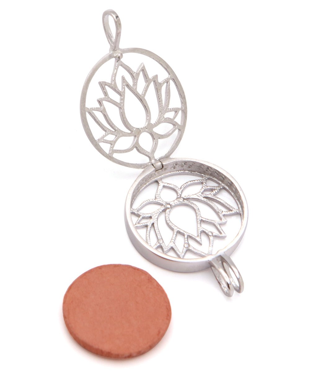 Aromatherapy Blooming Lotus Locket Pendant, Sterling Silver - Pendant