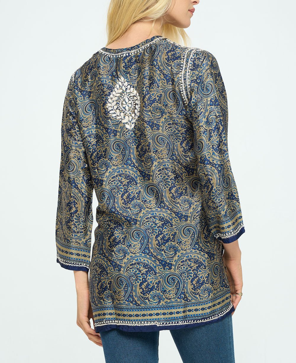 Artisan Made Embroidered Midnight Desert Tunic - Apparel Small