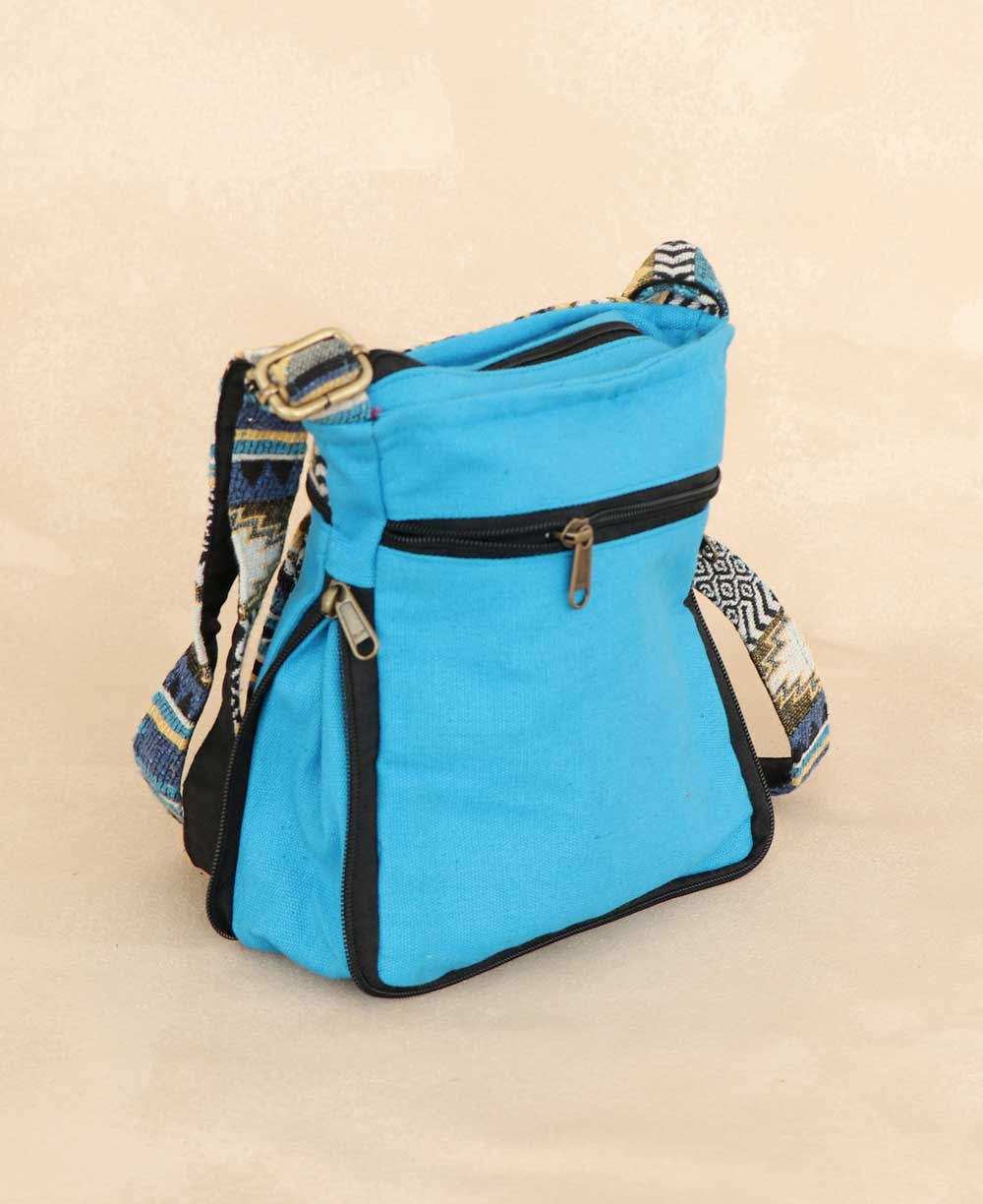 Artisan Woven Textile Contrast Small Crossbody Bag - Handbags NavyBlue