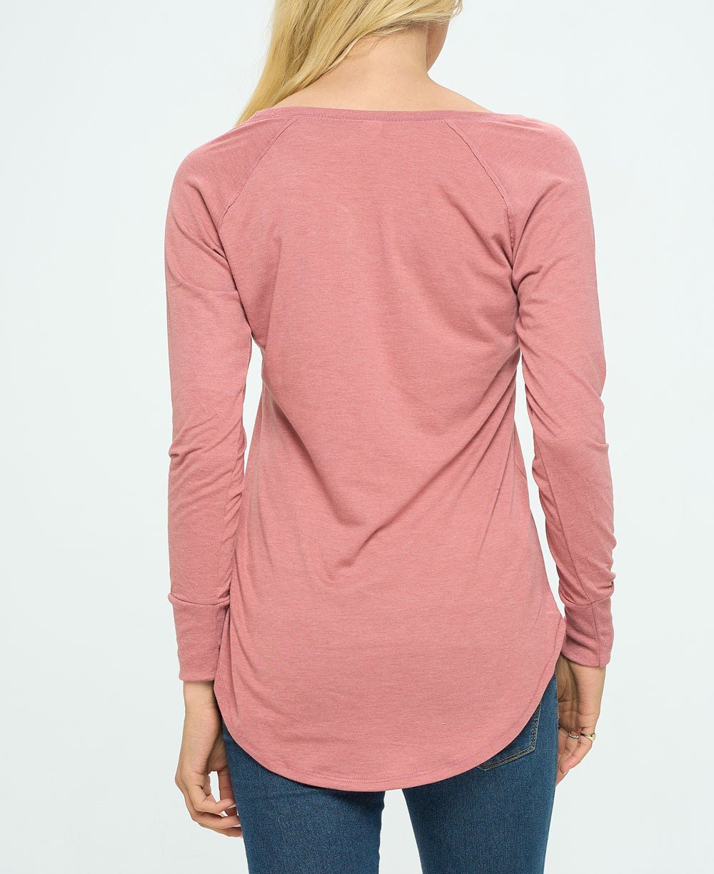 Artistic Namaste Blush Long Sleeve Tunic Tee - Shirts & Tops S